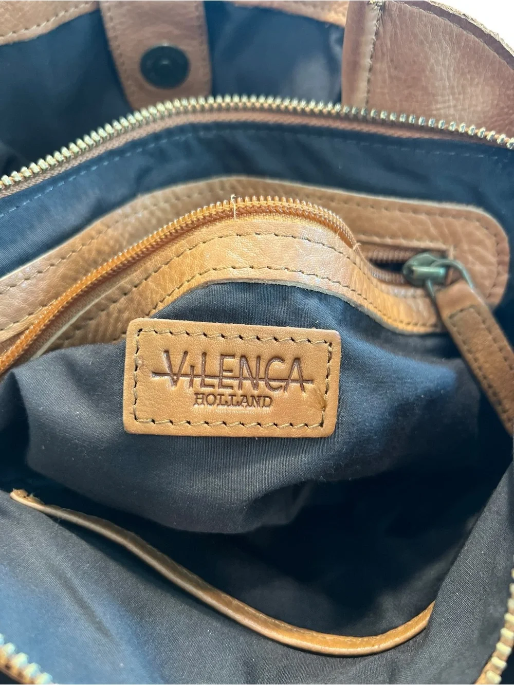 Vilenca Holland Genuine Leather Cognac Crossbody Shoulder Bag Adjustable Strap